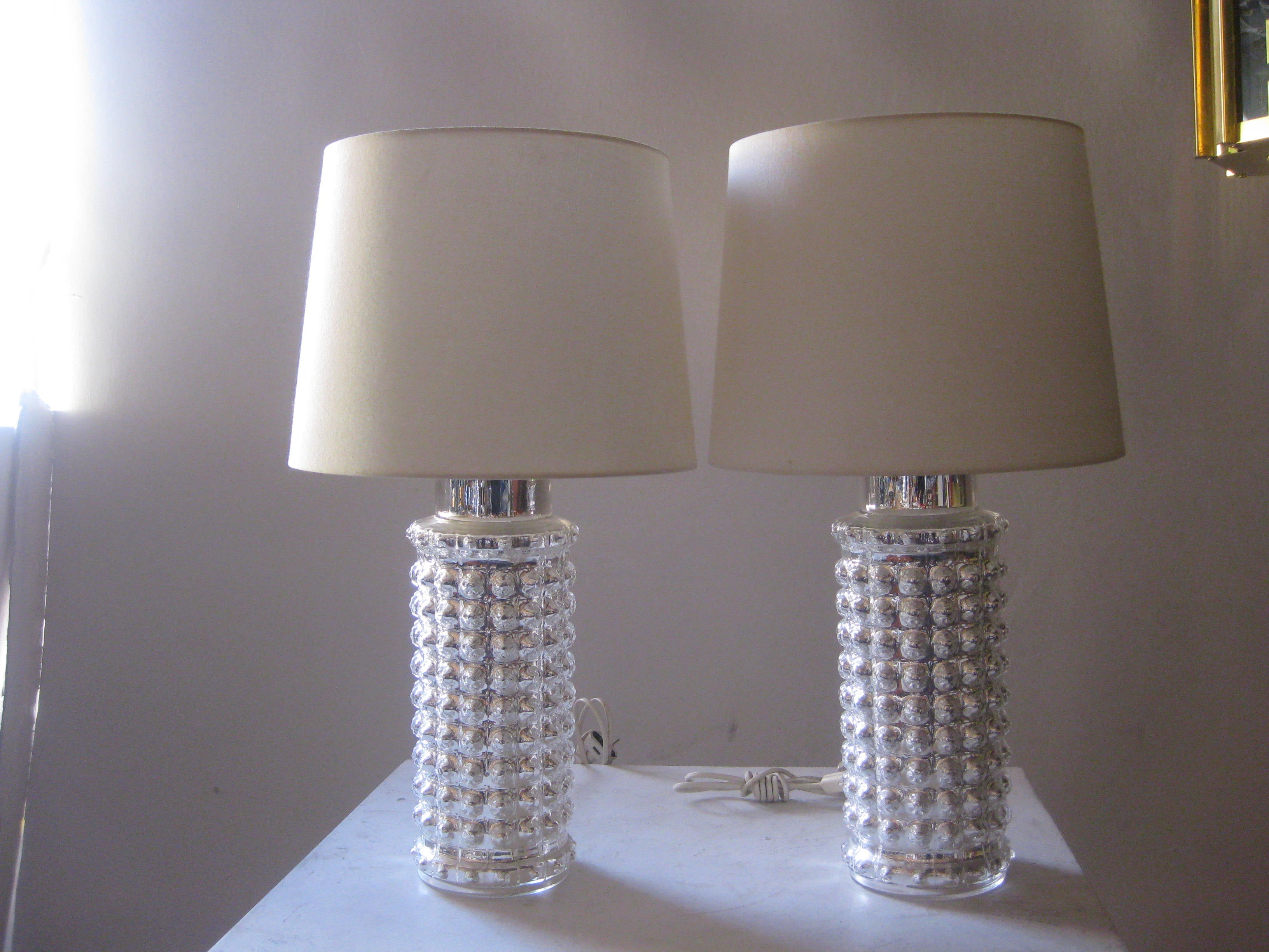 Pair of Mercury Glass Lamps by Helena Tynell for Luxus