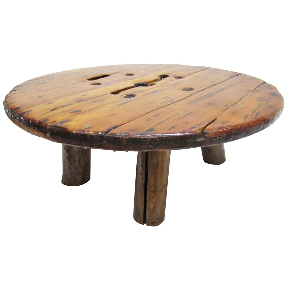 Unusual RoughlyHewn Wood Coffee Table at 1stDibs