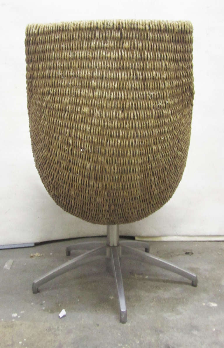 Unusual Wicker and Cast Aluminum Egg Chairs, Pair 1