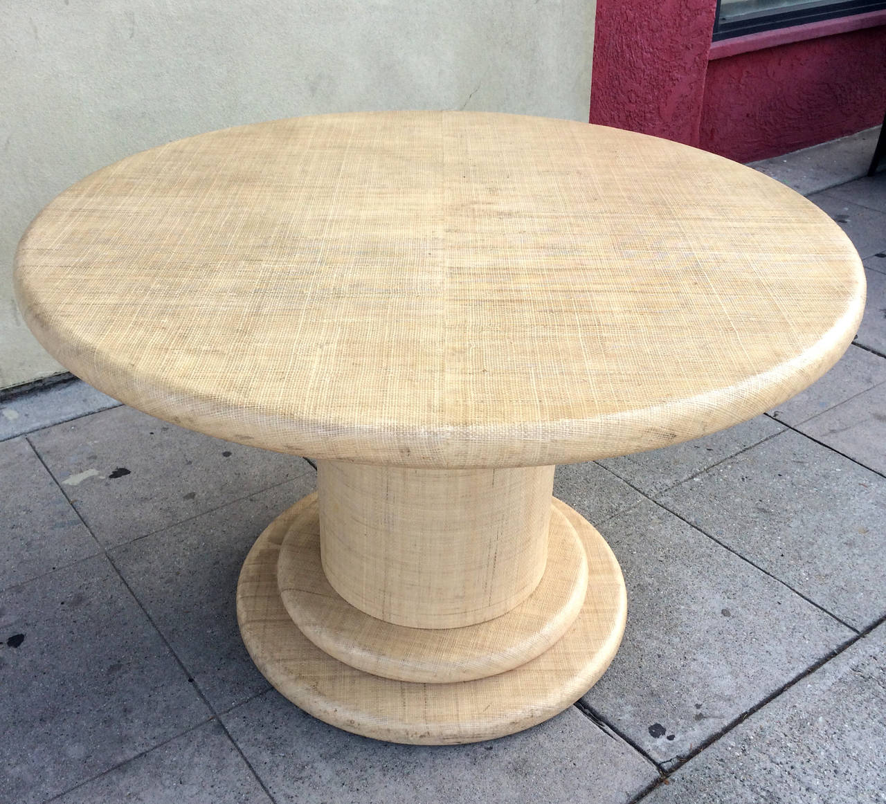 20th Century Grasscloth Dining Table by Harrison Van Horn
