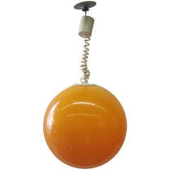 Adjustable Orange Ball Pendant Light from France