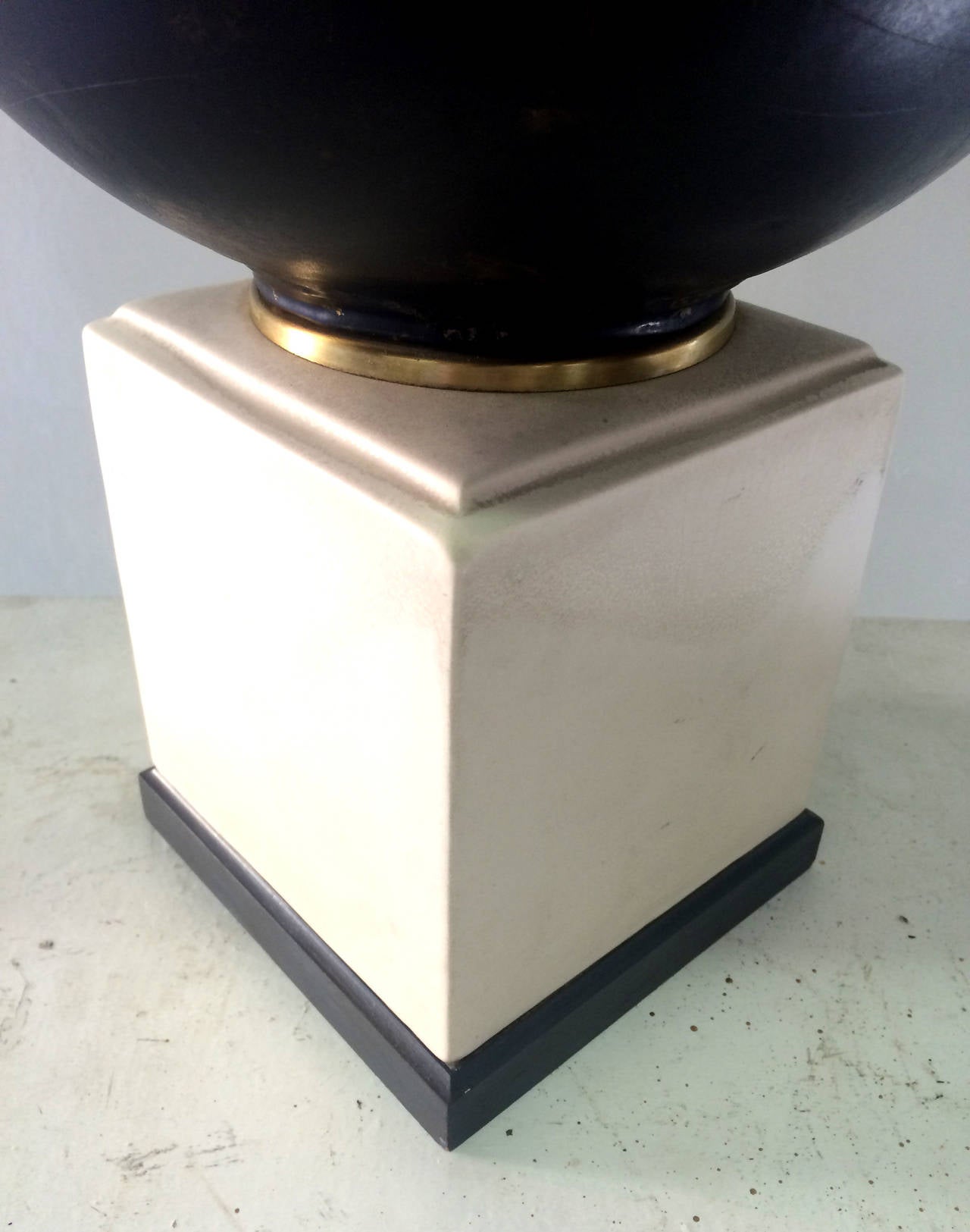 North American Black and Gold Unusual Ceramic Table Lamp