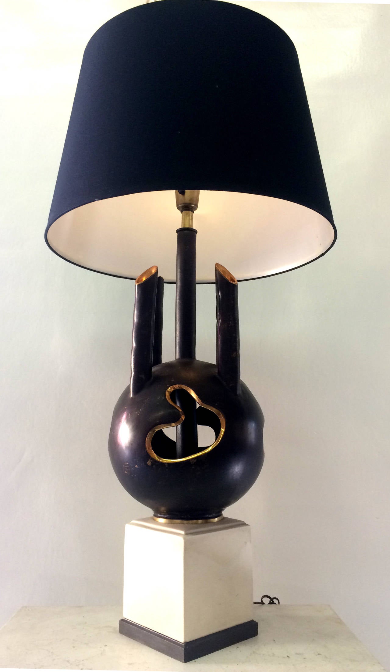 Black and Gold Unusual Ceramic Table Lamp 3