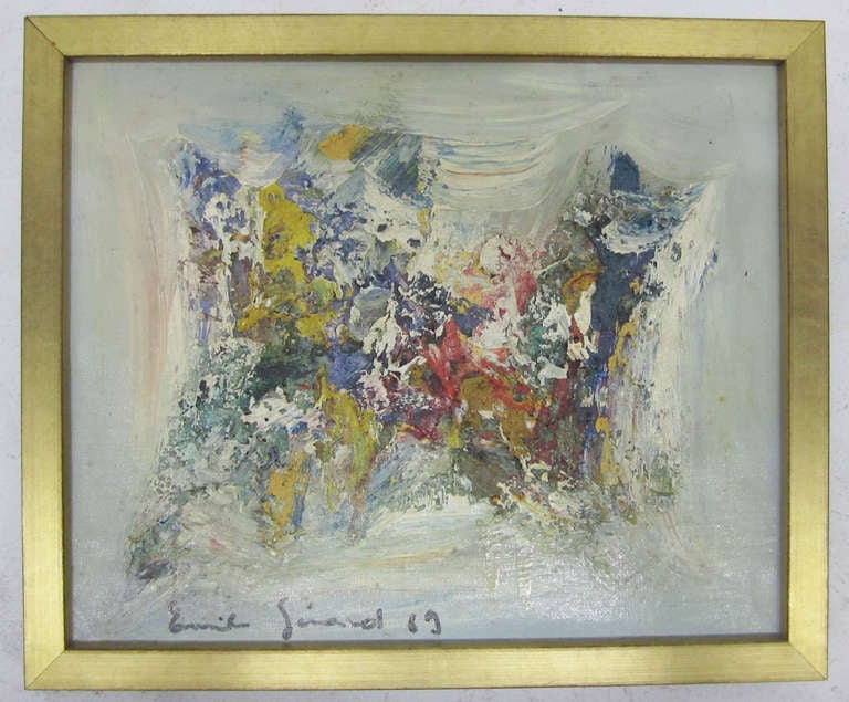 Französisches abstraktes Gemälde von Emile Girard aus der Mitte des Jahrhunderts