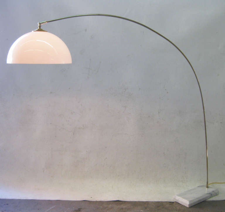 Mid-Century Modern Arc Lamp with White Marble Base