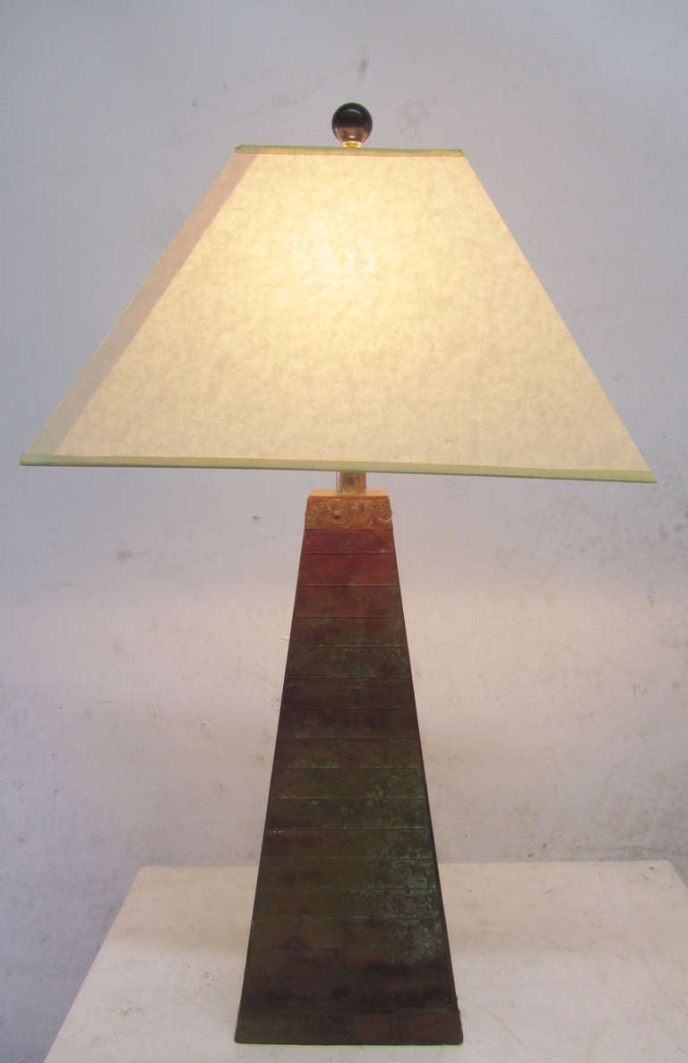 Unusual Mid-Century Copper Table Lamp In Excellent Condition In Pasadena, CA