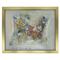 French Mid-Century Abstract Painting by Emile Girard