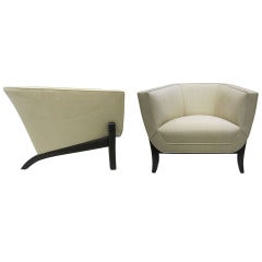 Elegant Faceted 1960s Barrel Chairs, Pair