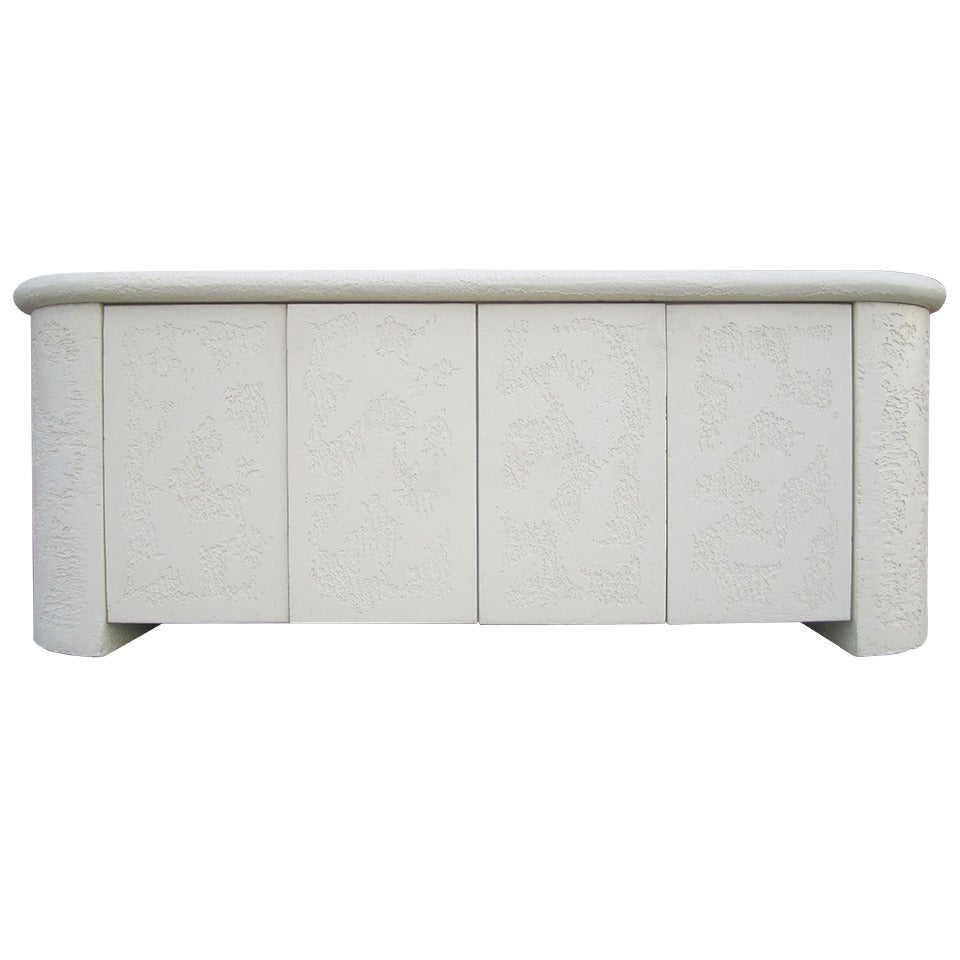 Faux Stone Textured Credenza