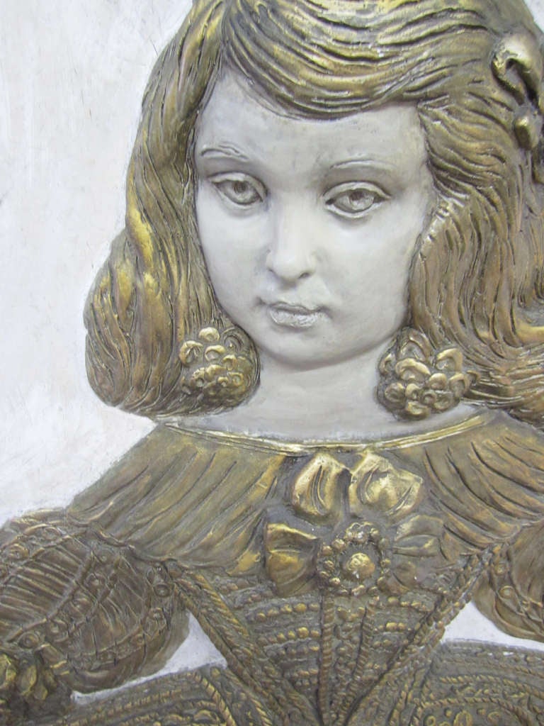 American Plaster Relief Sculpture of Young Girl after Velazquez