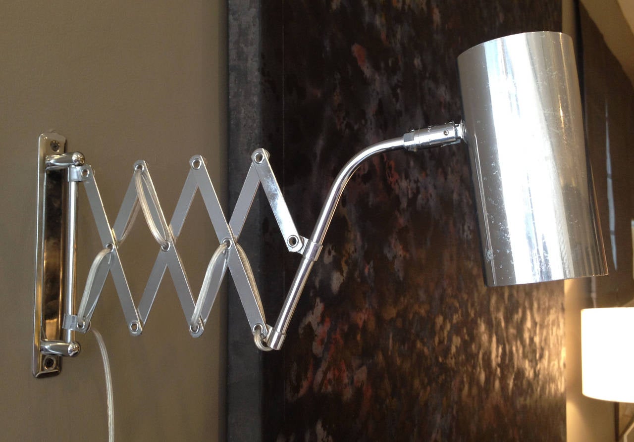 Chrome Industrial Style Koch and Lowy Accordion Sconce