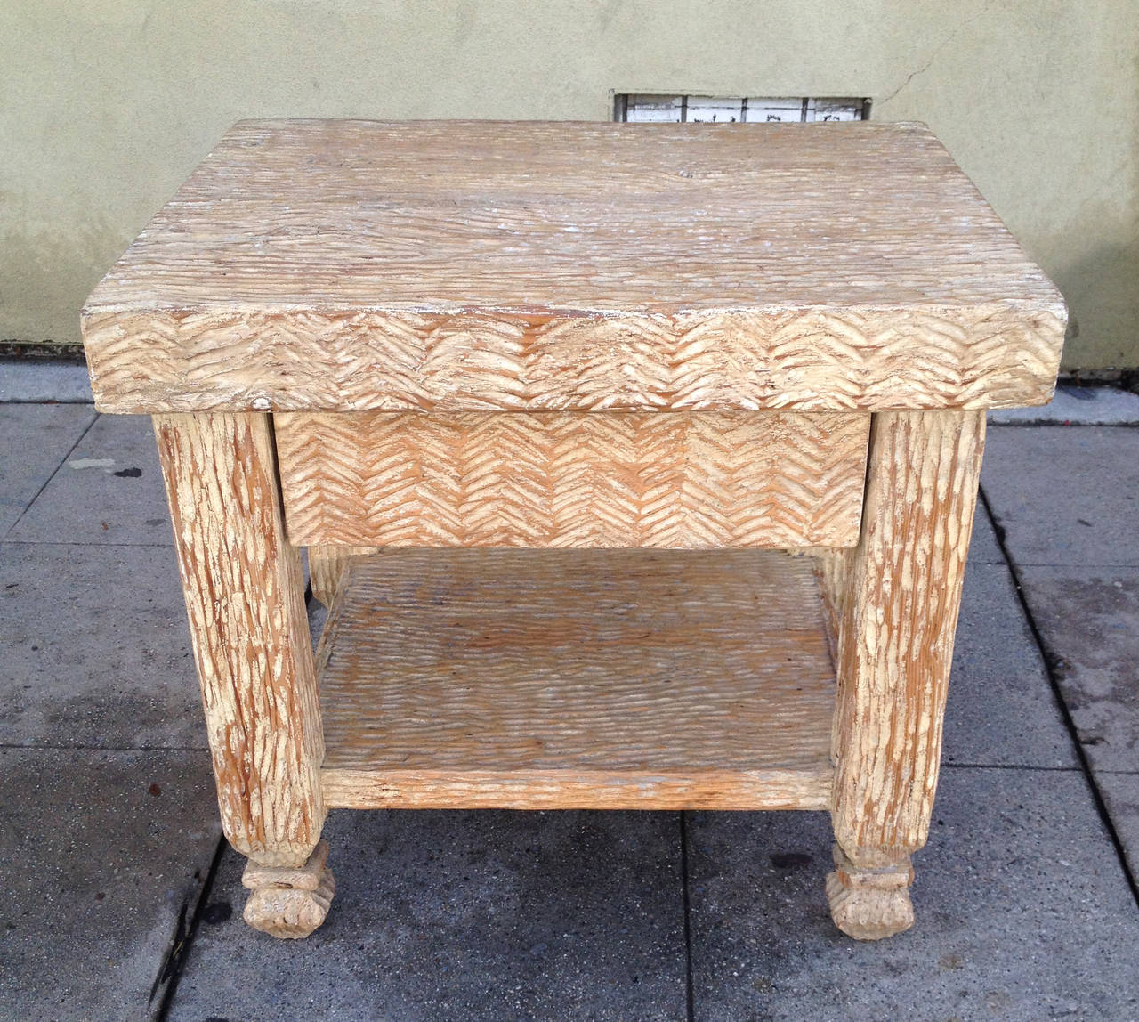 bleached wood end table