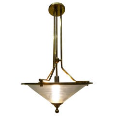 Elegant French 1940s French Brass Pendant Light 4
