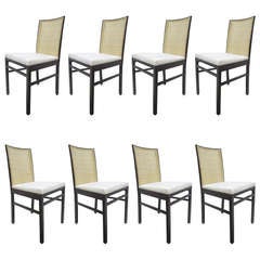 Italian Cane Back Dining Chairs, Set of Eight