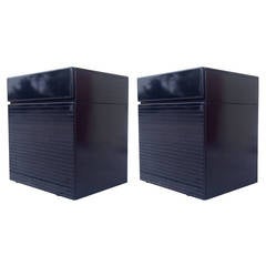 Pair of Side Cabinets by Rougier in Black Lacquer