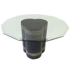 Lacquer and Acid Etched Brass Dining Table by Bernhard Rohne for Mastercraft