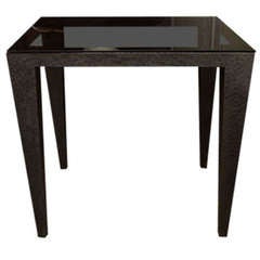 Hammered Metal Side Table with Smoked Grey Glass