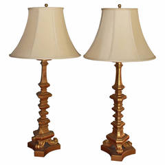 Pair of French Giltwood Table Lamps