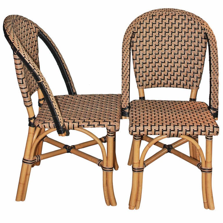 Pair of Faux Cane Bistro Chairs For Sale at 1stDibs