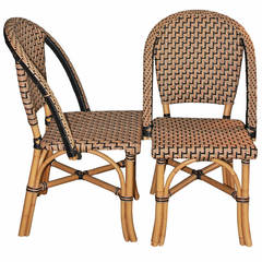 Retro Pair of Faux Cane Bistro Chairs