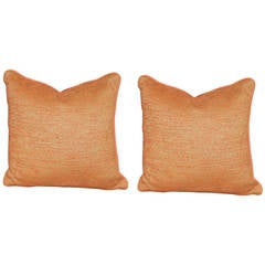 Pair of Burnt Orange Chenille Outdoor Pillows