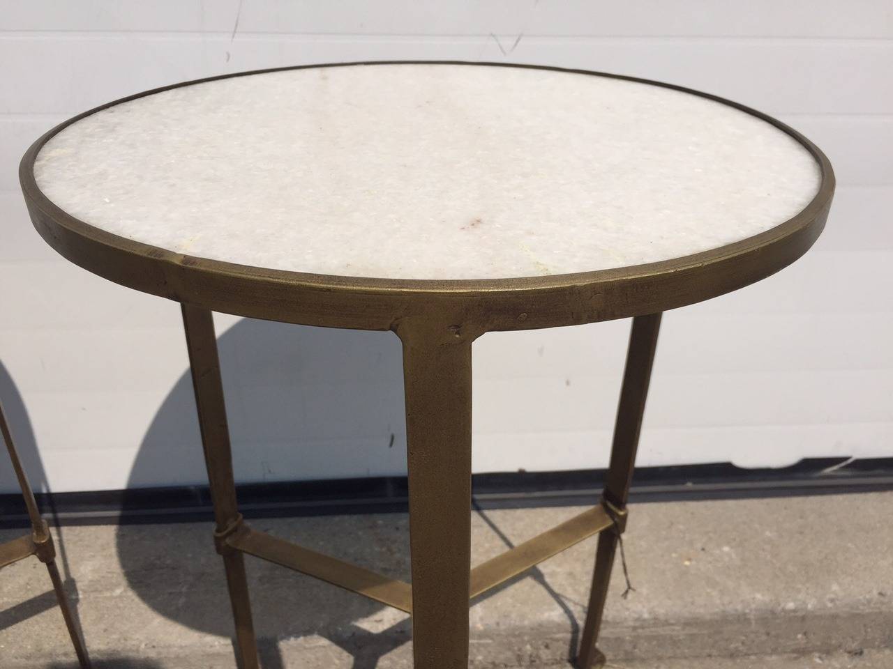 1960s French Mid-Century Gilt Iron Drinks Table with Marble Top