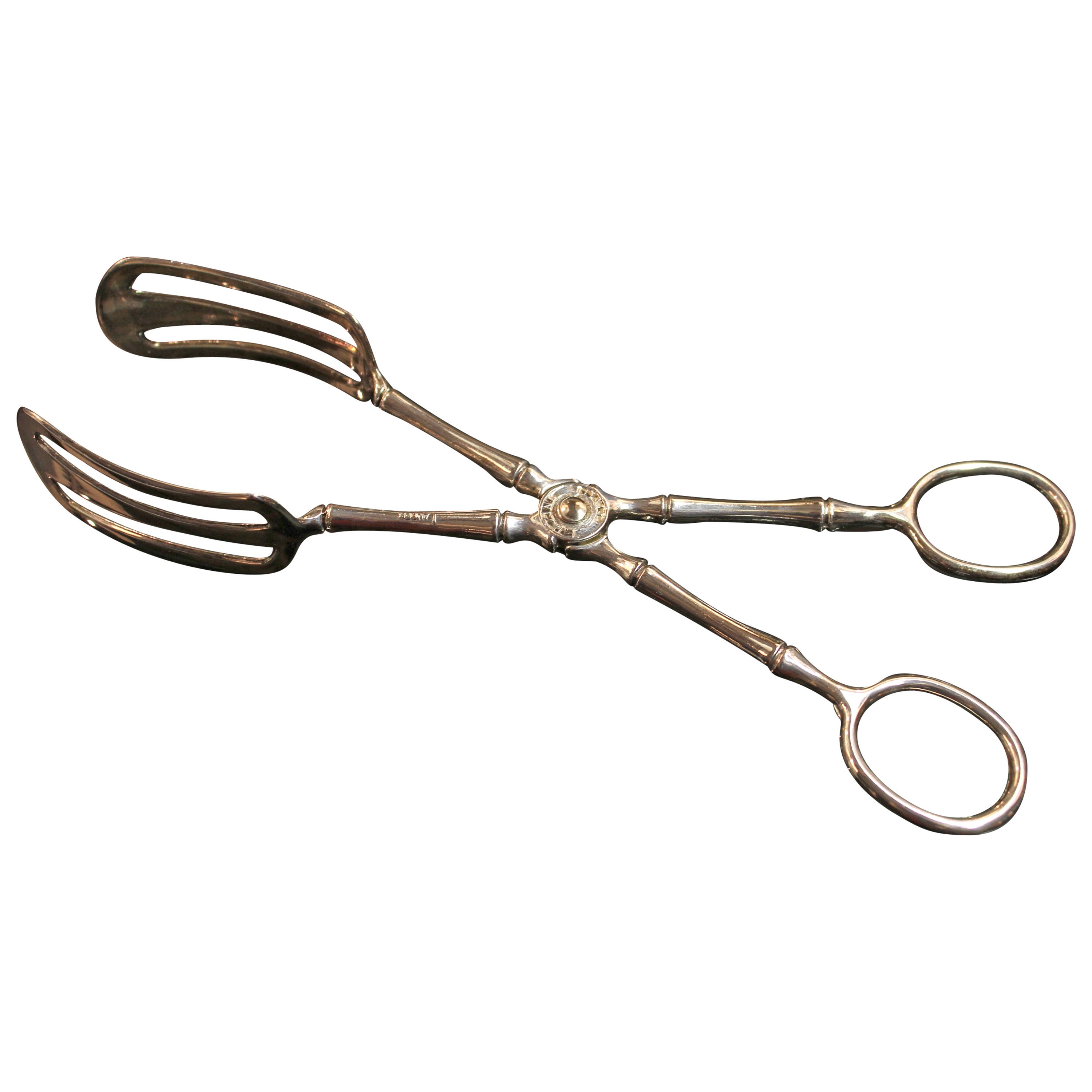 1940s Italian Landes Silver Tongs E.P. Zinc