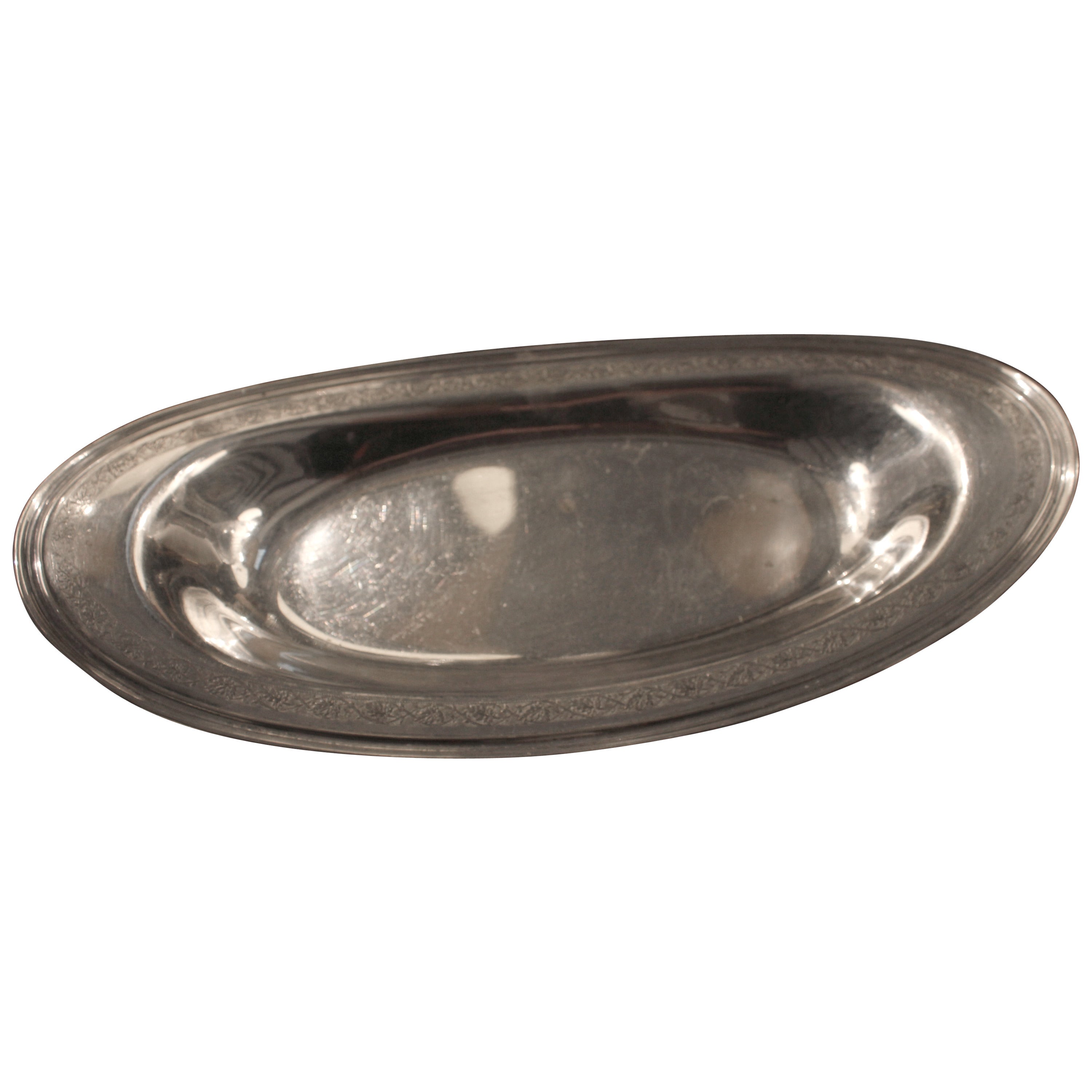 Oblong Oval Shaped, 1930s Silver Spoon Dish or Bowl, England For Sale