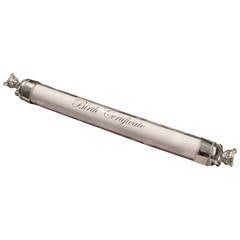 Contemporary Silver Plated Birth Certificate Scroll with Bear Accents