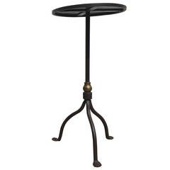 Single 1960s French Black and Gilt Cast Iron Drinks Table with Scoop Feet