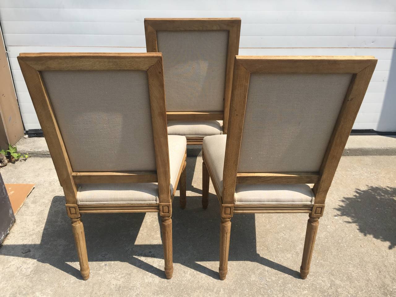 New Square Back French Side Chairs in Belgium Linen For Sale 3