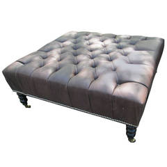 Oversized Leather Tufted Ottoman