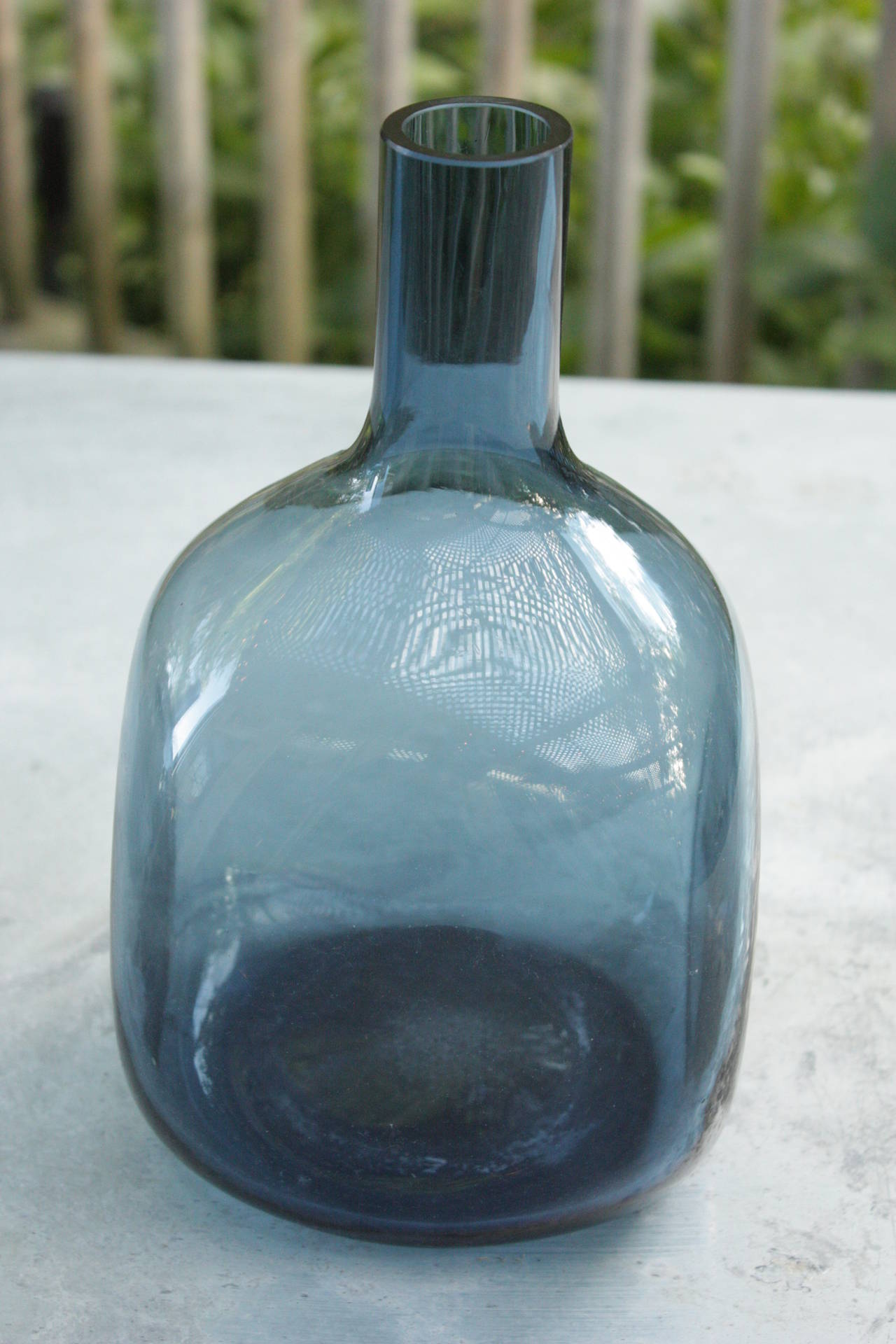 Set of Three Vintage Translucent Italian Blue Glass Vases or Jugs