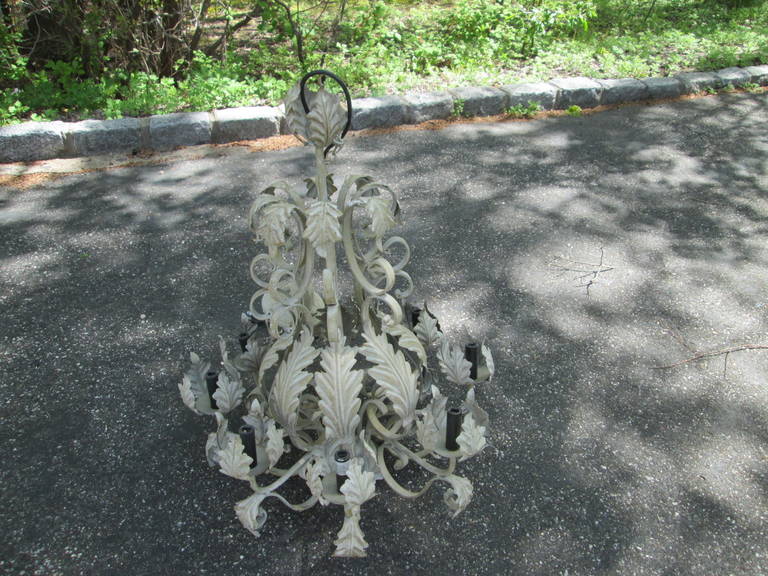 Belgian Painted Tole Chandelier In Excellent Condition For Sale In Southampton, NY