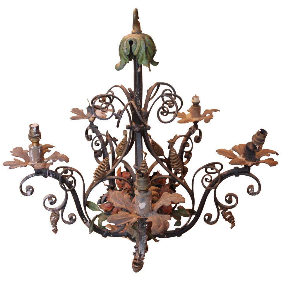 French Painted Candle Chandelier For Sale