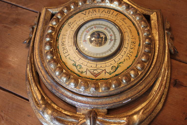 British Vintage Ornate Gold Toned Barometer