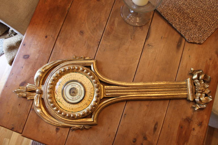 Baroque Vintage Ornate Gold Toned Barometer