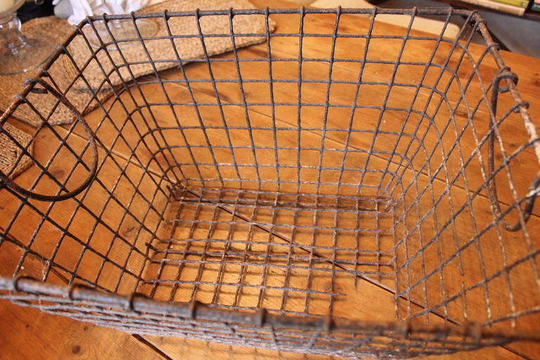 Folk Art English Wire Basket For Sale