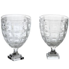 Pair of Plaid Circle Hurricane Glasses, 1930s 2