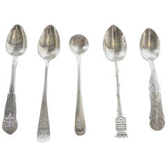 Set of 6 Unusual Sterling Spoons
