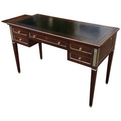 French Writing Table with Black Leather Top