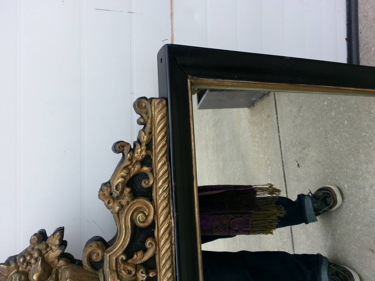 1930s French Ebonized Repousse Mirror For Sale 2