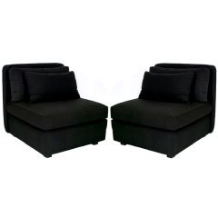 Chic Pair of Oversized Slipper Chairs by John Mascheroni for Bloomingdales 5