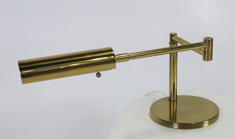 Pair of Brass Swing Arm Console Lamps by Koch & Lowy