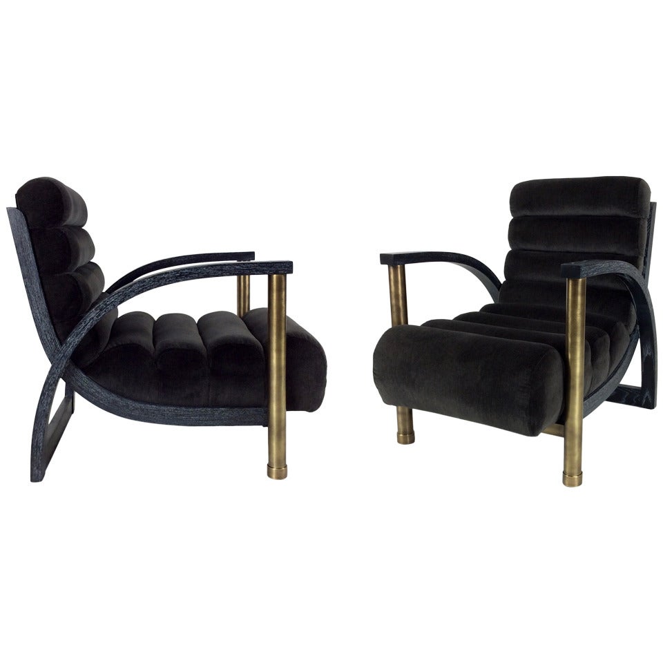 Rare Pair of Jay Spectre Eclipse Lounge Chairs