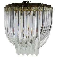 Lucite and Brass Pendant Chandelier