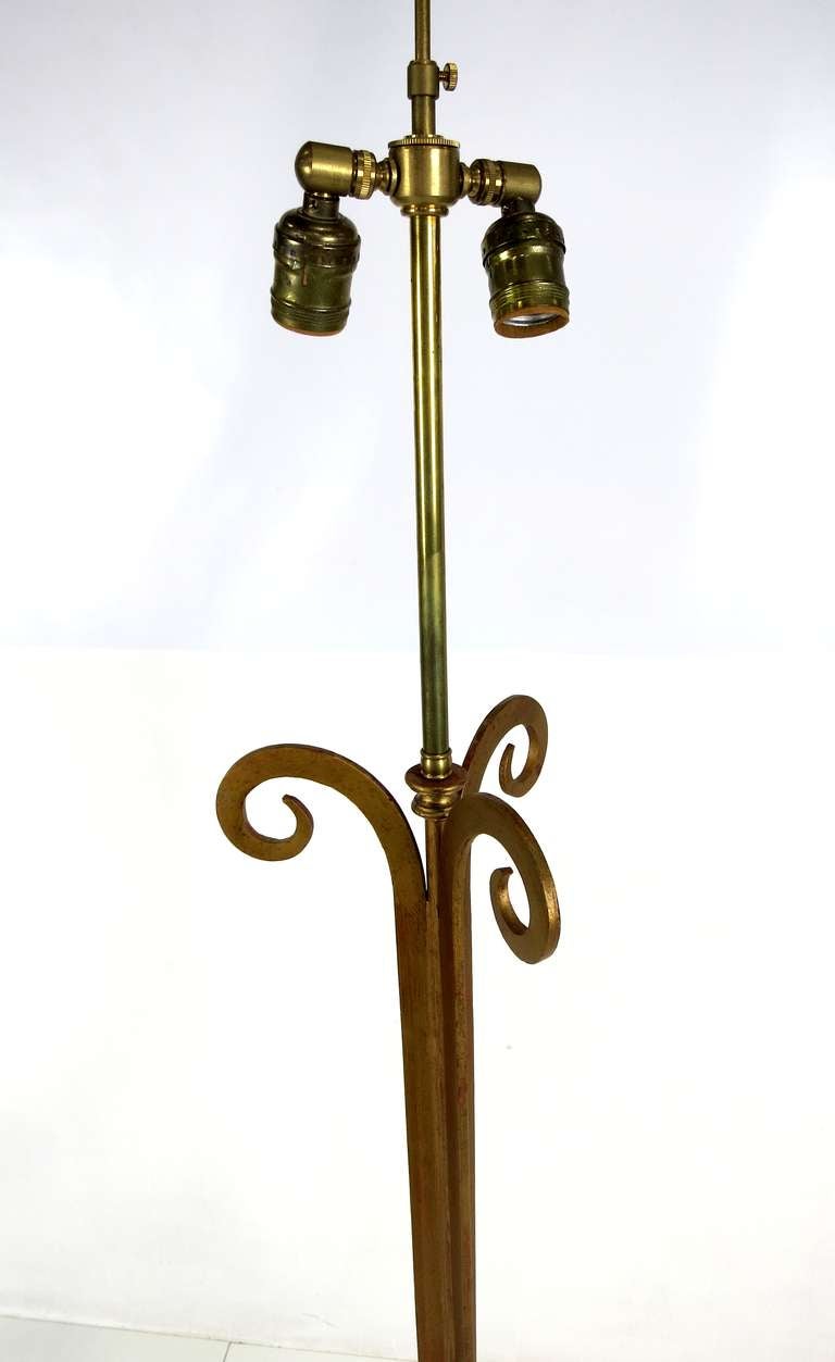 Mid-20th Century Pair of Gilt Iron Floor Lamps after Maison Ramsay