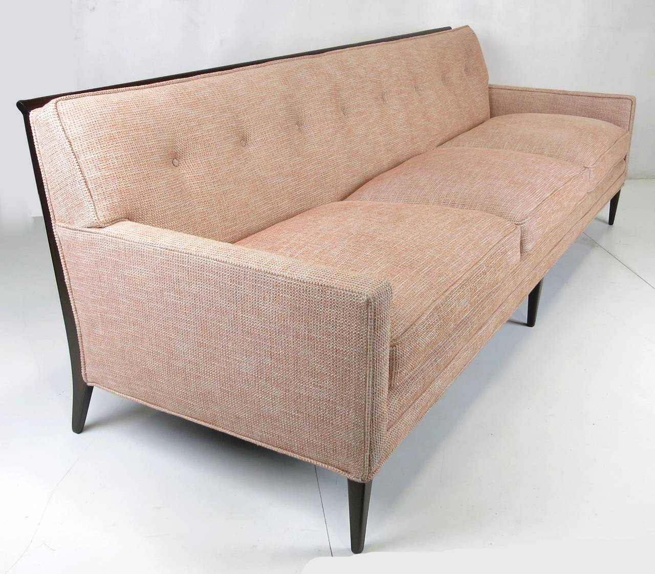 Exquisite Walnut Framed Modern Sofa In Excellent Condition In Danville, CA