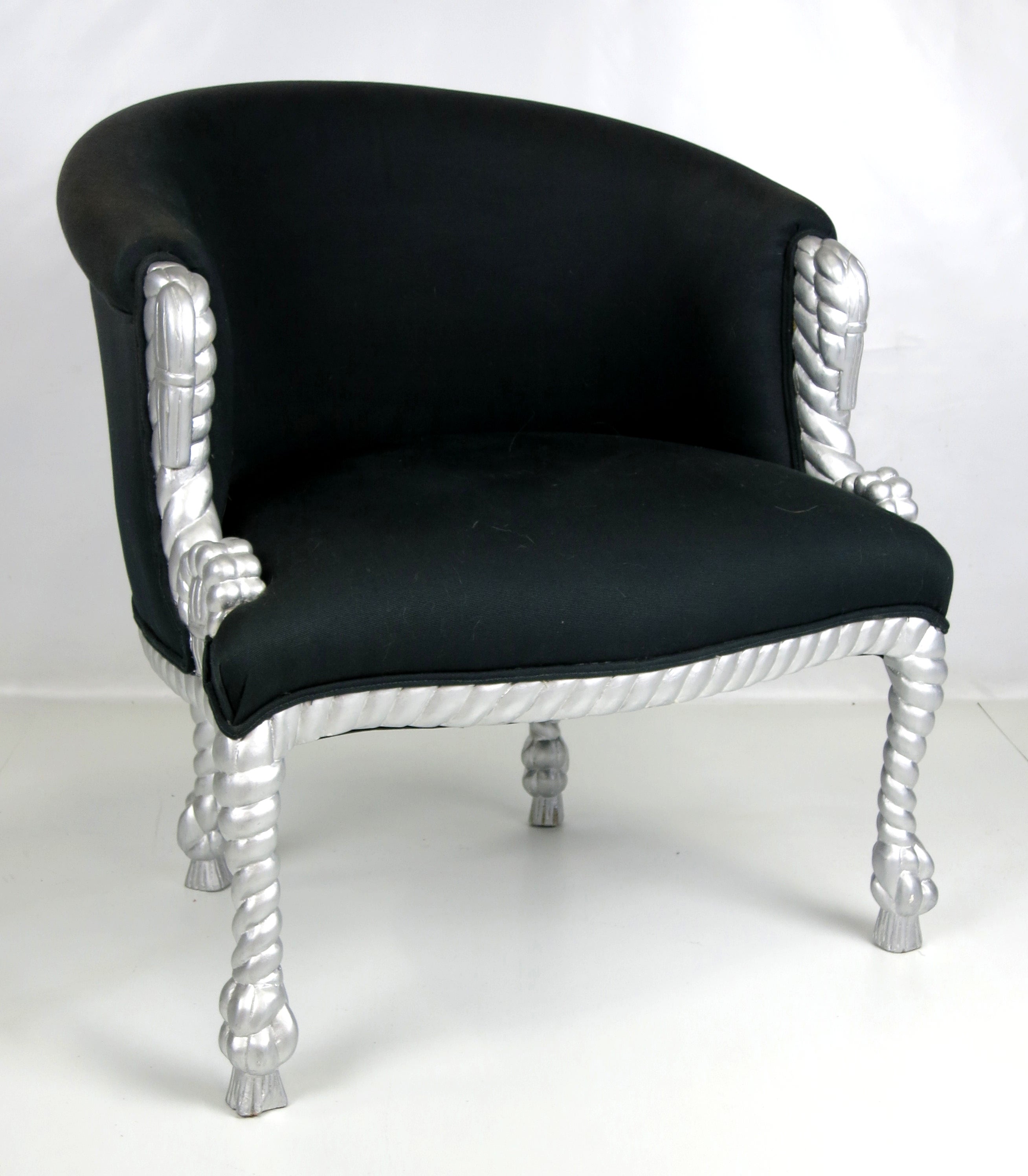 Pair of Silver Rope and Tassel Armchairs