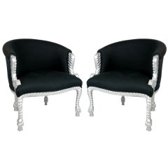 Pair of Silver Rope and Tassel Armchairs